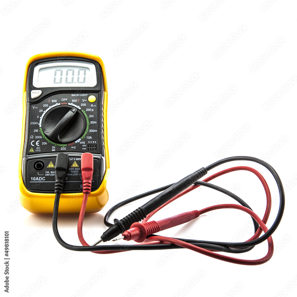 Digital multimeter on white background Digital multimeter on white background