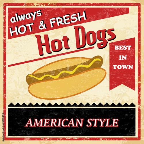 Vintage Hot dog grunge poster