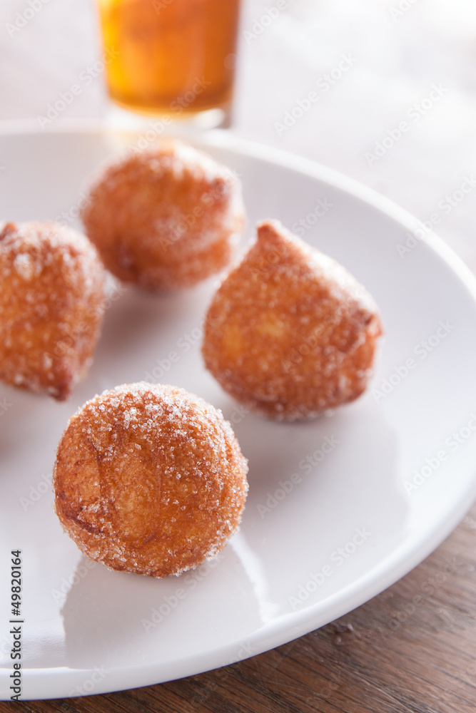 Fritter puff dusted with sugar Fritter puff dusted with sugar