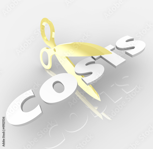 Photography Cut Costs with Scissors Cutting Word