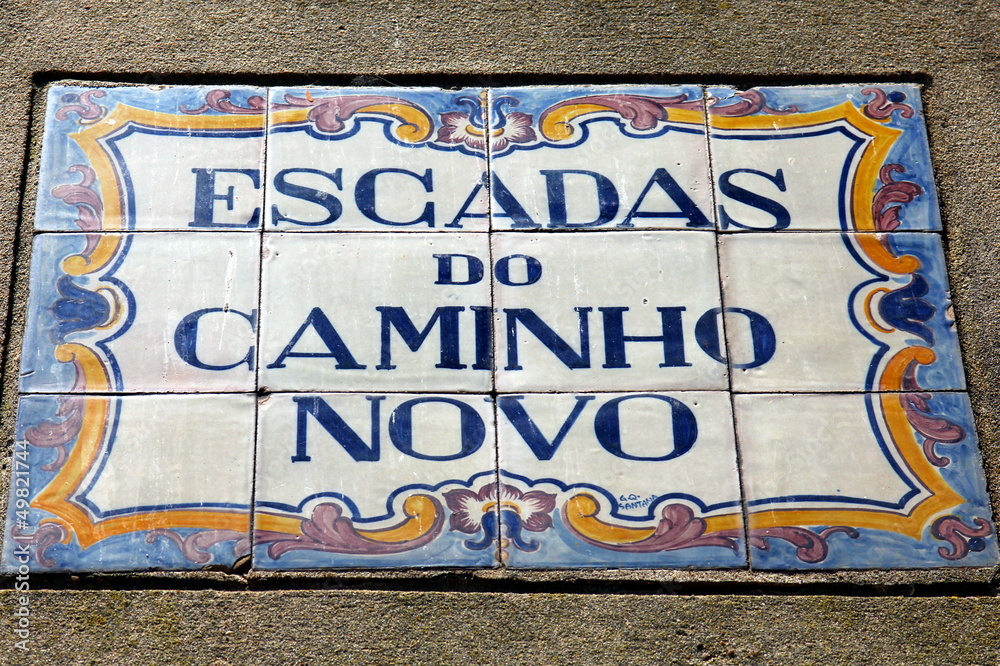 Fototapeta premium Azulejo street sign in the City of Porto in Portugal
