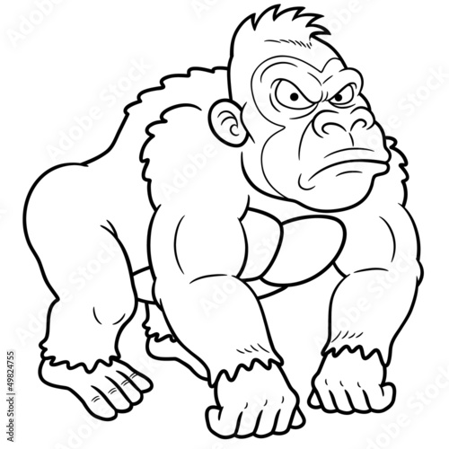 illustration of Gorilla Cartoon - Coloring book