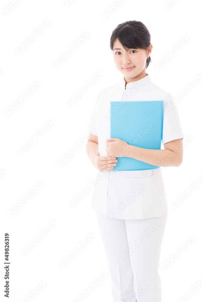 a young asian nurse on white background a young asian nurse on white background