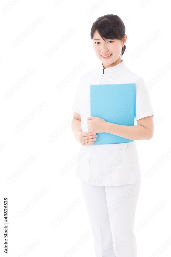 a young asian nurse on white background a young asian nurse on white background