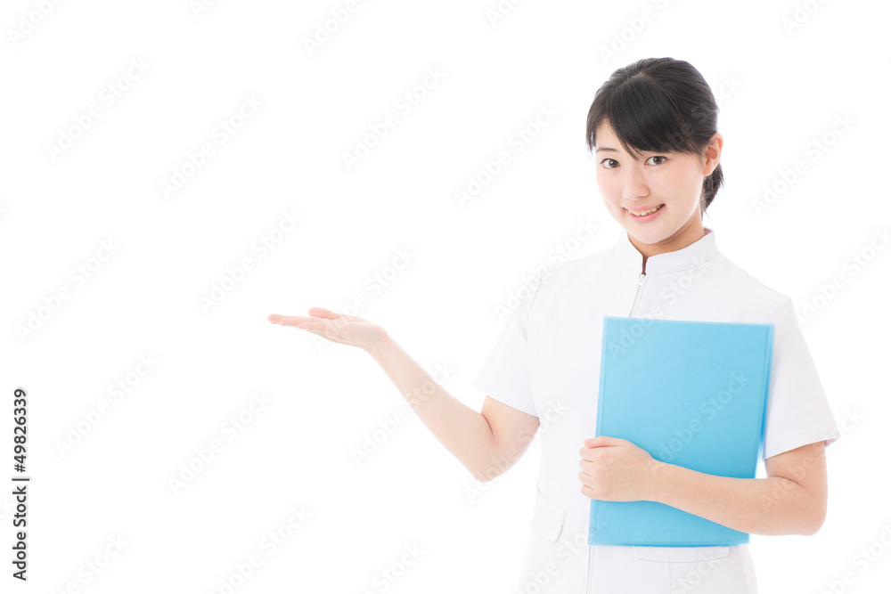 a young asian nurse on white background a young asian nurse on white background