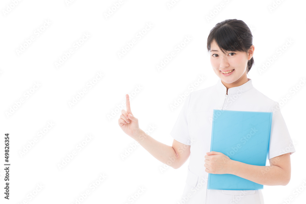 a young asian nurse on white background a young asian nurse on white background