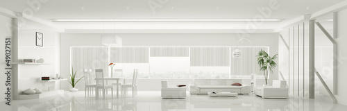 Modern weiss apartment interior panorama