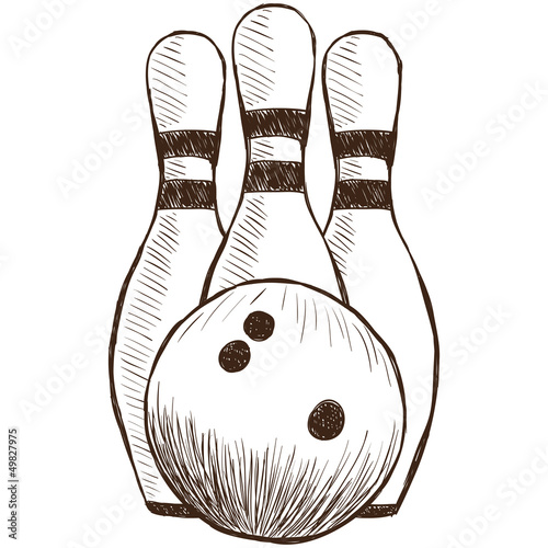 Bowling Pins and Ball Fototapet