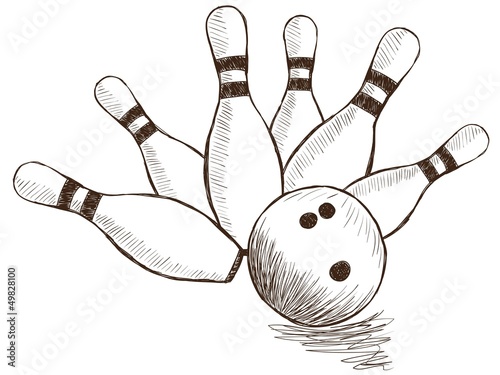 Slika na platnu Bowling Pins and Ball