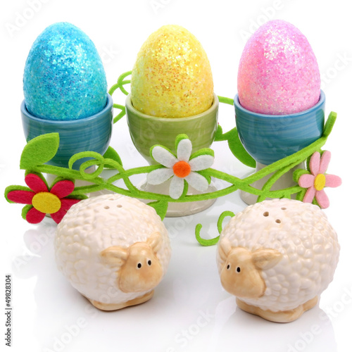 Easter eggs and sheep