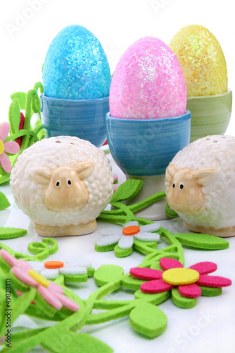 Easter eggs and sheep