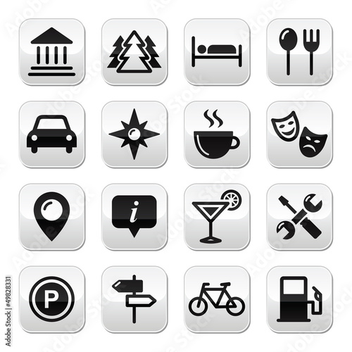 Travel tourism buttons set - vector