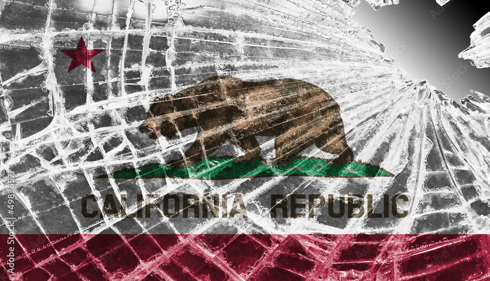 Broken ice or glass with a flag pattern, California