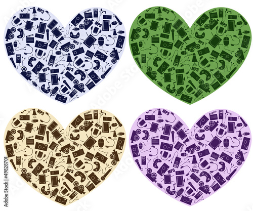 hearts with media icons