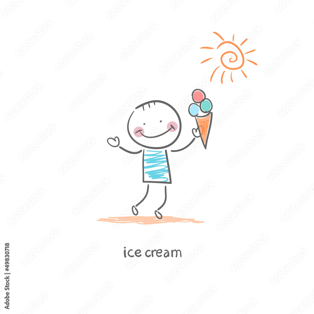 Man eating ice cream. Illustration. Man eating ice cream. Illustration.