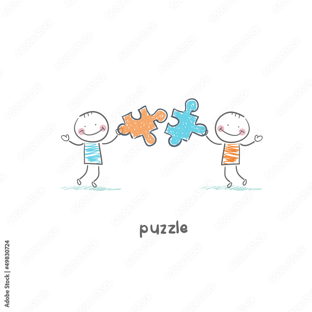 Man and puzzle. Illustration. Man and puzzle. Illustration.