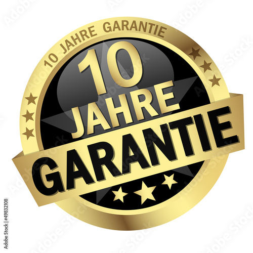 Button mit Banner " 10 JAHRE GARANTIE "