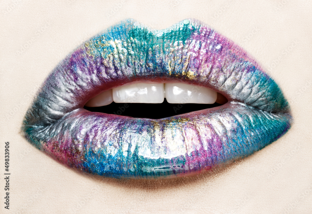 Naklejka premium Beautiful full color female lips