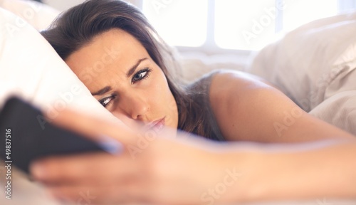 Woman Unhappy with a Text Message