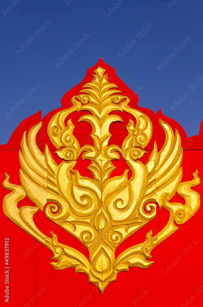 Thailand gold designs Gable on beautiful red background