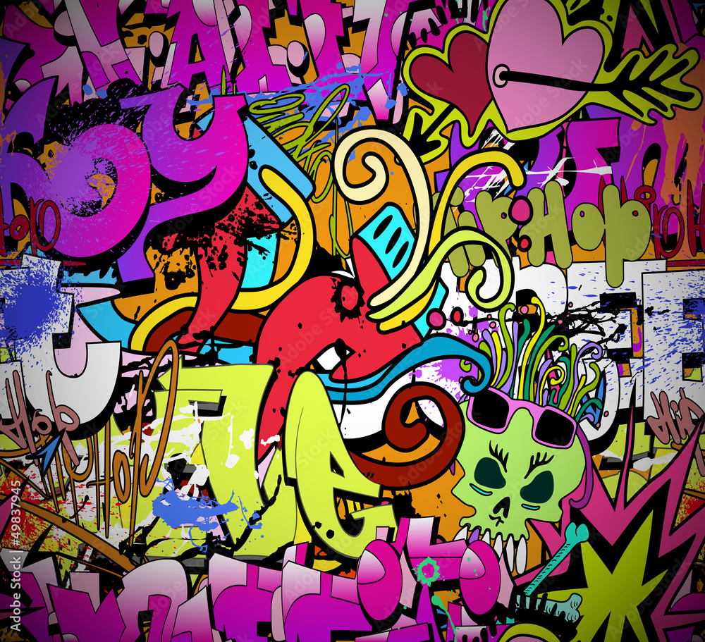 Graffiti wall art background. Hip-hop style seamless texture pat Stock  Vector | Adobe Stock