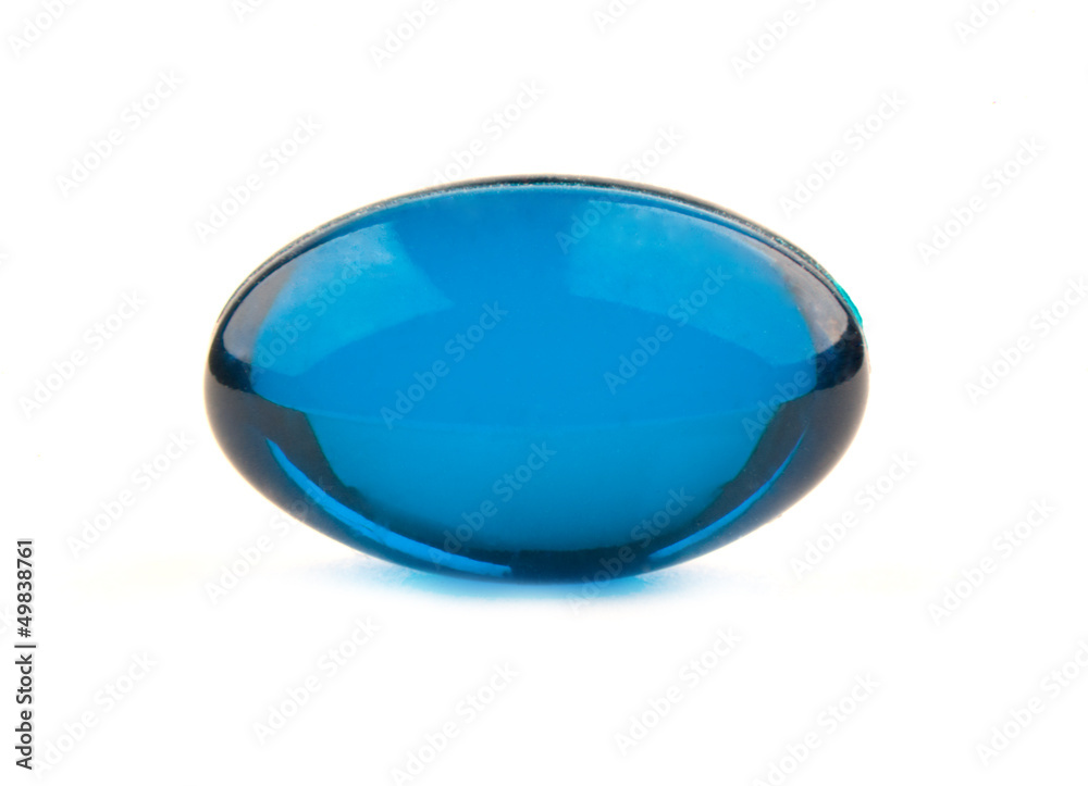 Blue Pill macro isolated on white background Blue Pill macro isolated on white background