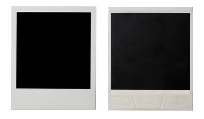 polaroid photo frame both sides isolated on white