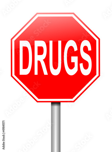 Illustration depicting a sign with a drugs concept.