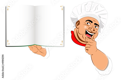 Funny Chef and menu food for Gourmet