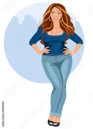 Mujer joven guapa y gordita