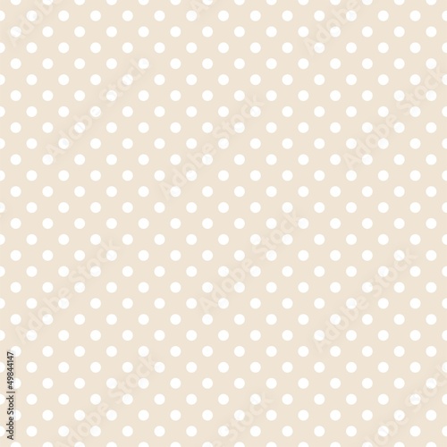 Seamless vector pattern white polka dots beige background