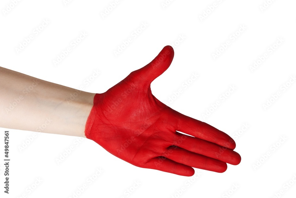 red handshake