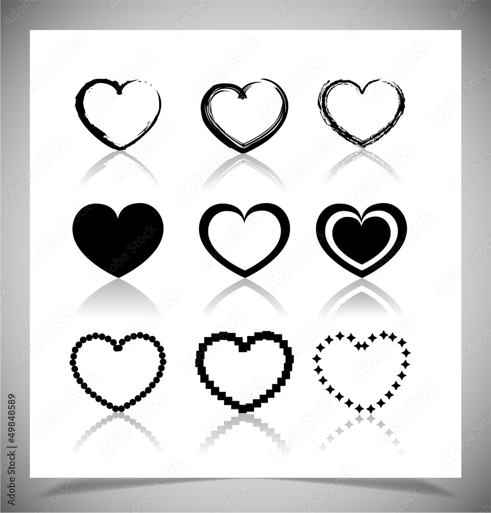 Set of heart icons