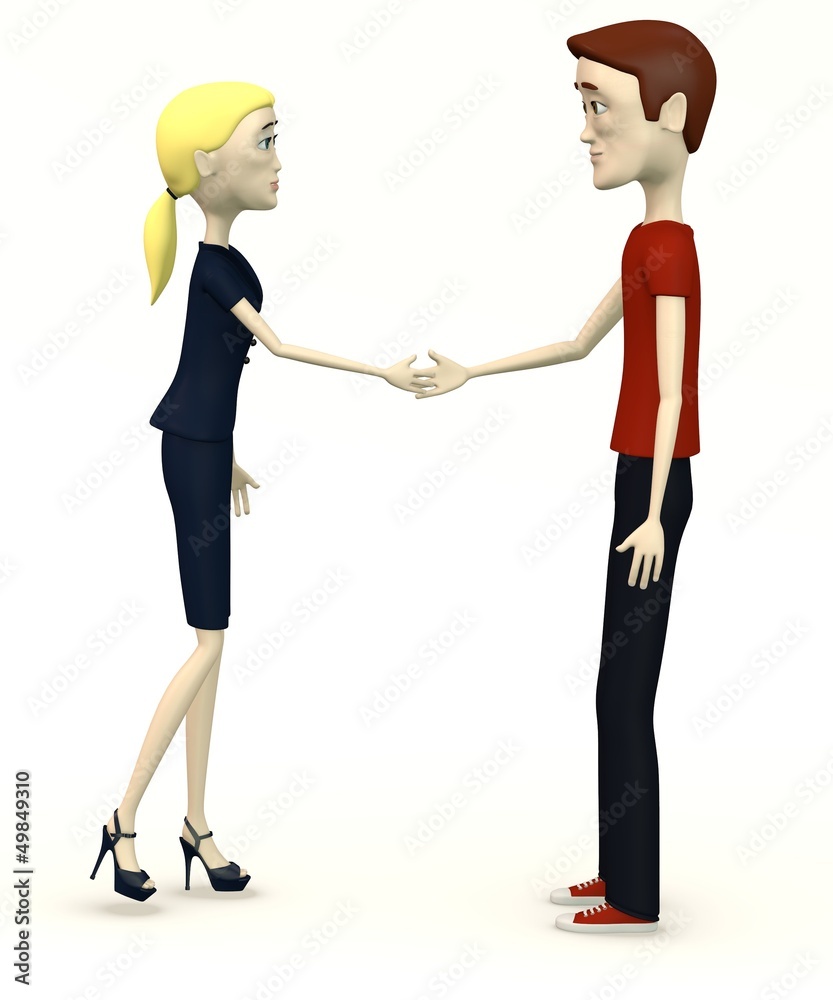 Fototapeta premium 3d render of cartoon characters shaking hands