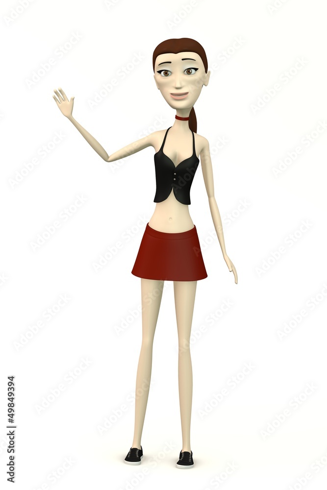 female character in casual clothes waving female character in casual clothes waving