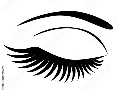 Fotografia, Obraz vector eye closed with long lashes