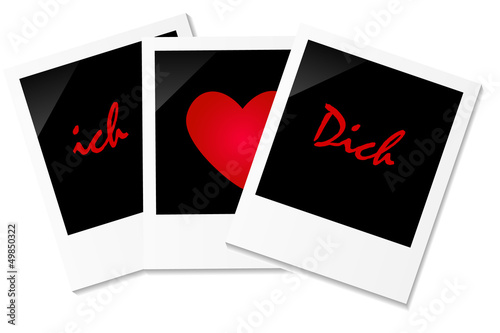 Drei Polaroids "ich liebe Dich"