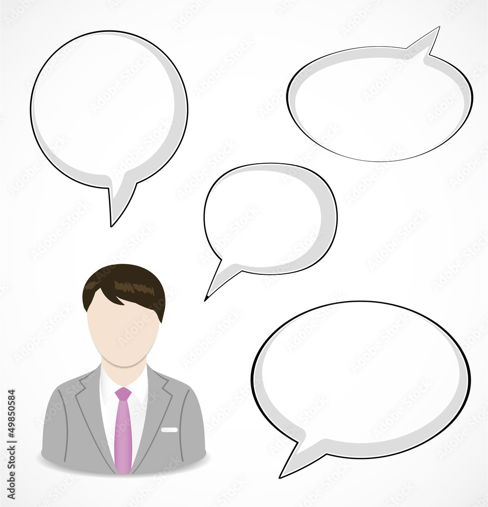 Man and speech bubbles
