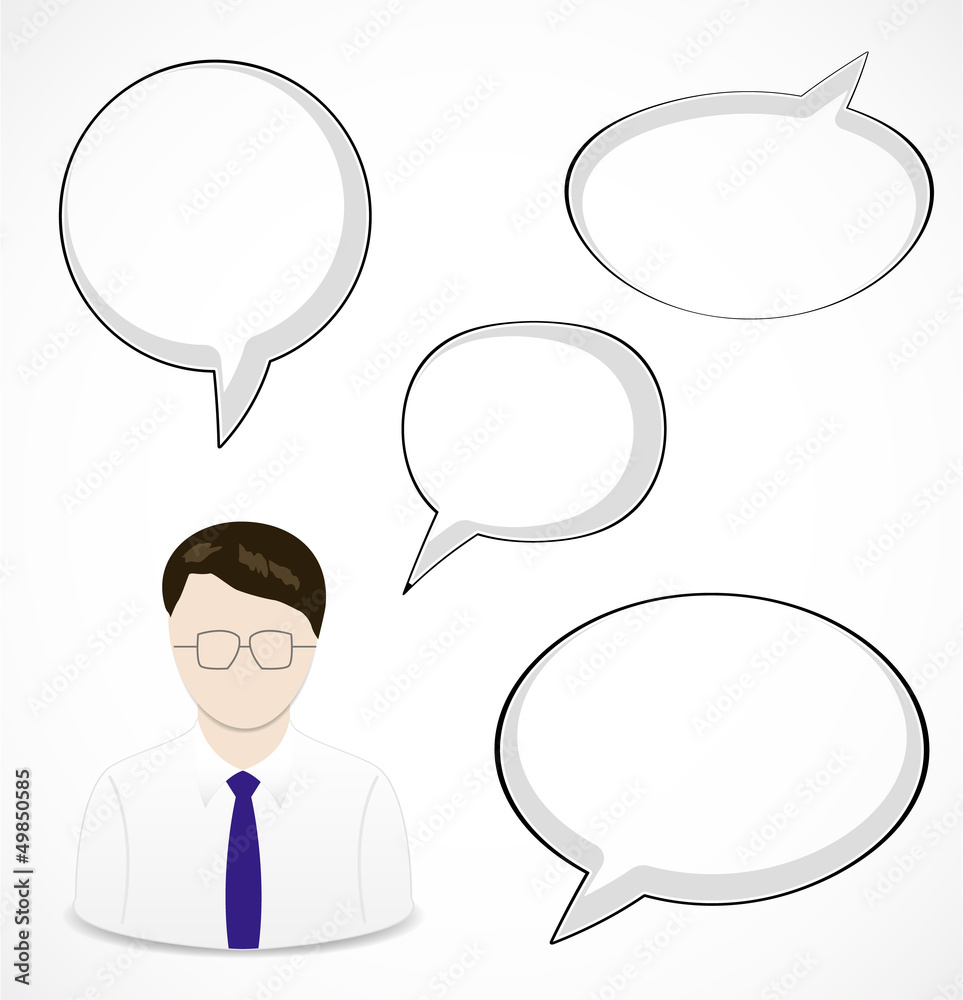 Man and speech bubbles