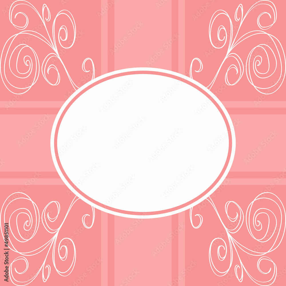 Pink invitation card with swirl decoration
