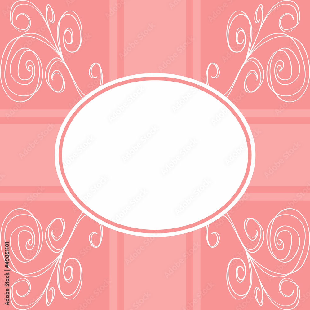 Pink invitation card with swirl decoration Pink invitation card with swirl decoration