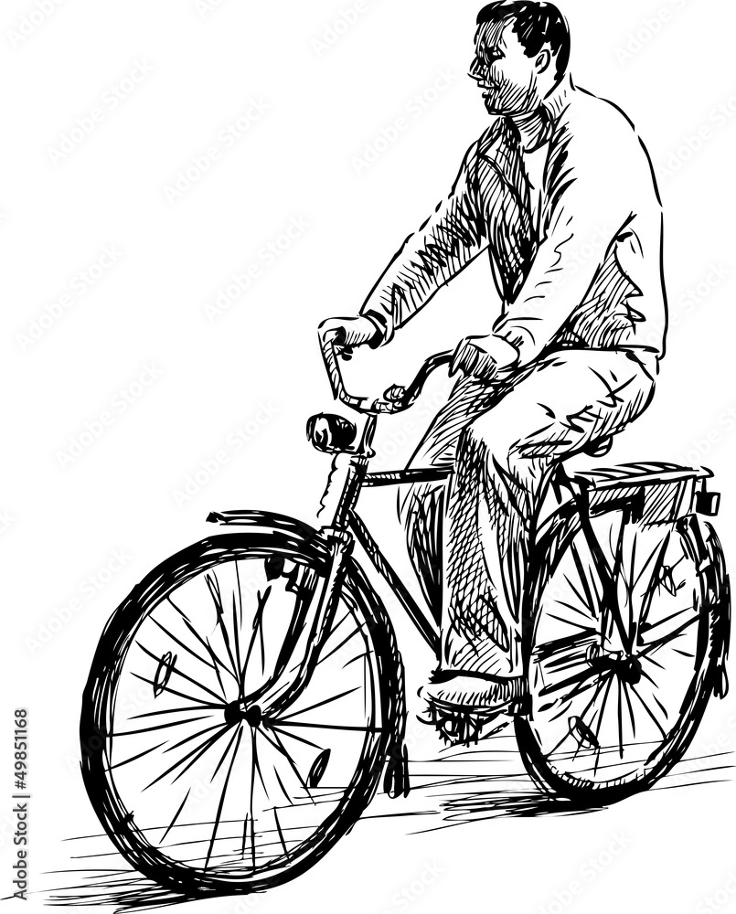 Naklejka premium man on a bike