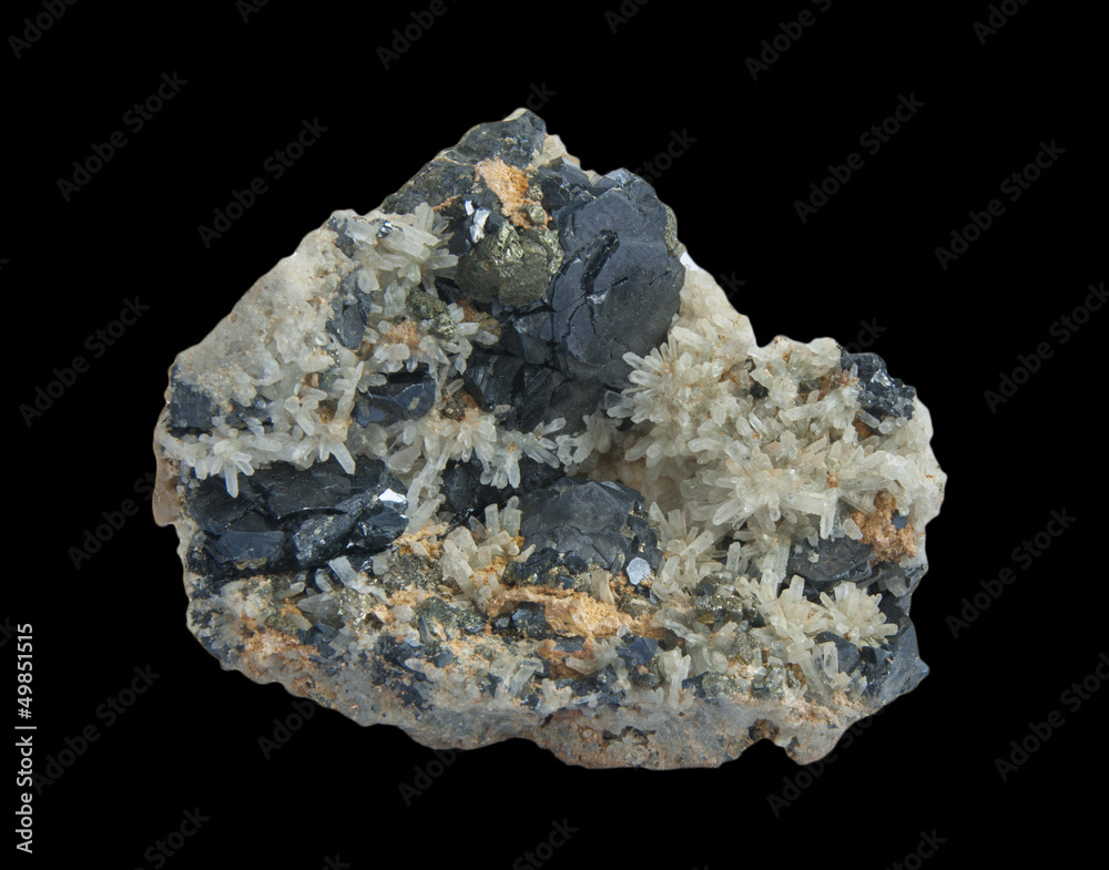 quartz, sphalerite, pyrite