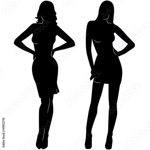 sexy woman silhouettes in short dresses