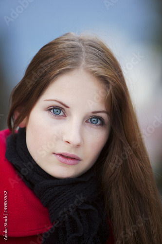 sad gray-eyed girl portrait