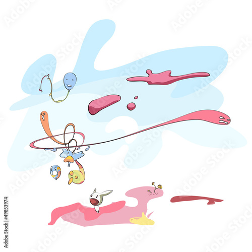 Cute world. Illustration background. 