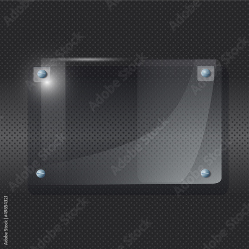 Transparent frame of Plexiglas on black background.