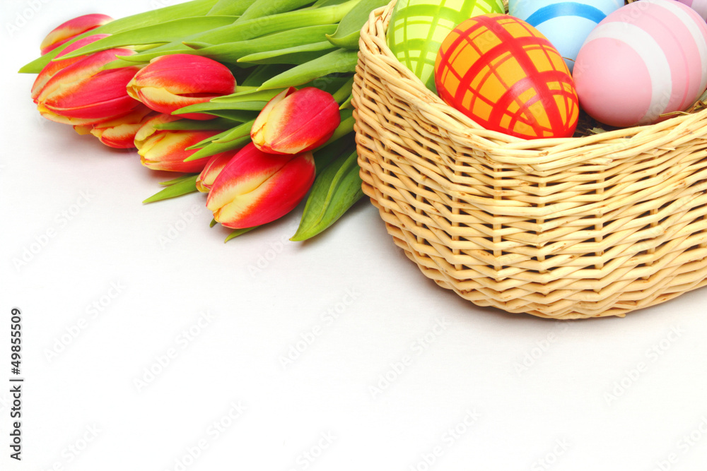 easter-egg basket and tulips - Osterkorb und Tulpen easter-egg basket and tulips - Osterkorb und Tulpen