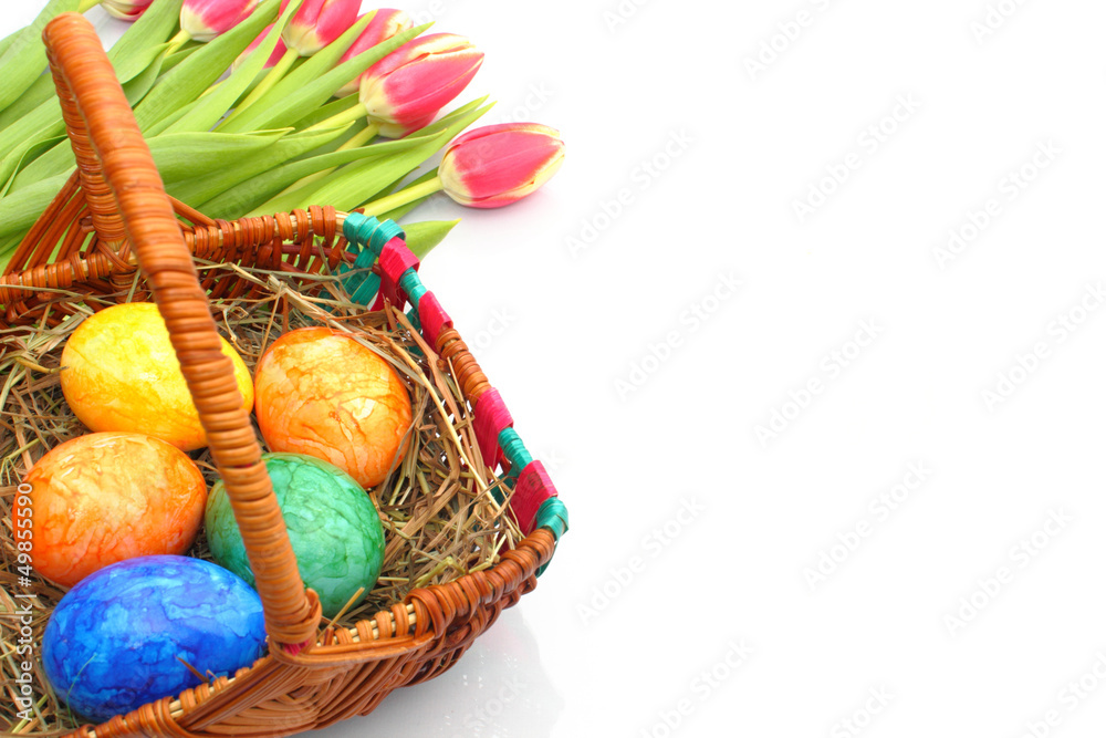 easter-egg basket and tulips - Osterkorb und Tulpen