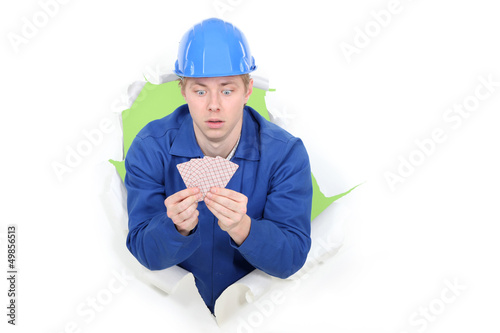Builder amazed by the card he's been dealt photo